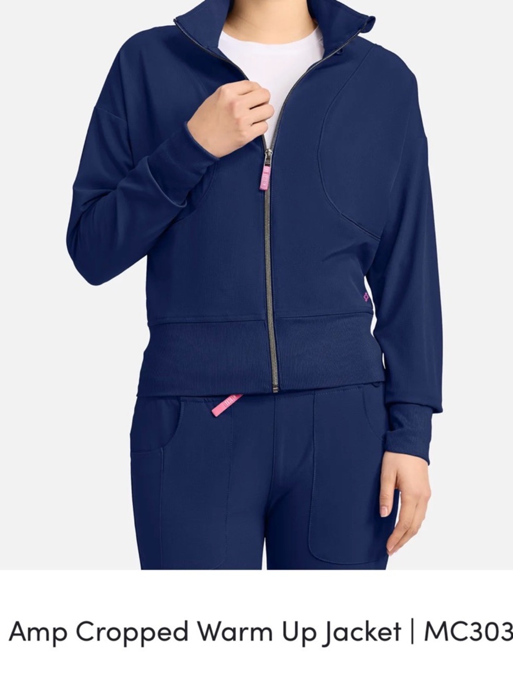 XL Med Couture Cream Pink Zip Hoodie Scrubs Activewear EUC - Picture 6 of 8